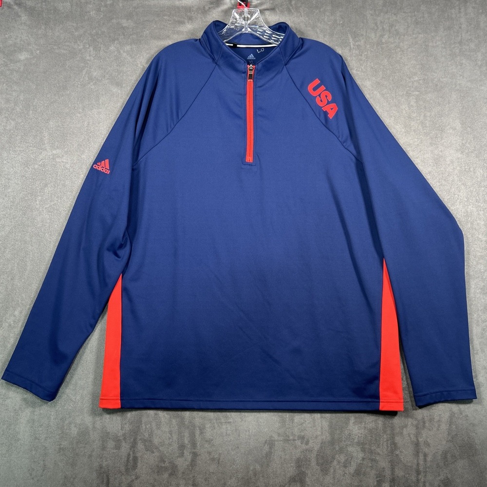 Adidas Team USA 1/4 Zip Pullover Mens XL Long Sleeve Performance Stretch